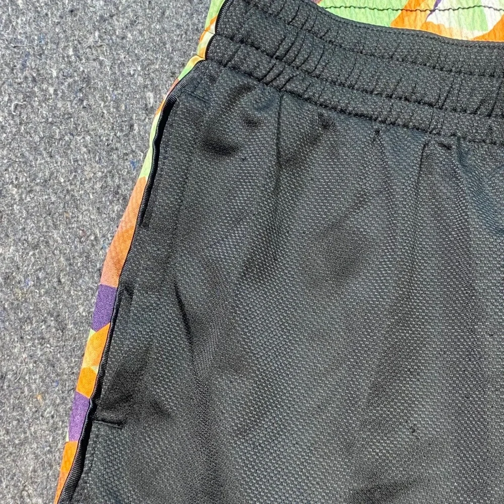 Jordan Basketball Shorts L Large Mens Black Orange Geometric Print Jumpman‎ Mesh